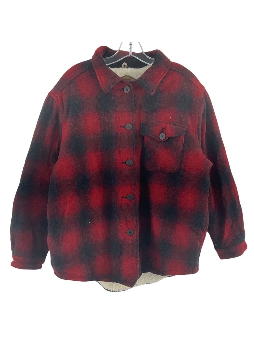 Vintage Woolrich Wool Buffalo Plaid Sherpa-Lined Shirt Jacket / Shacket